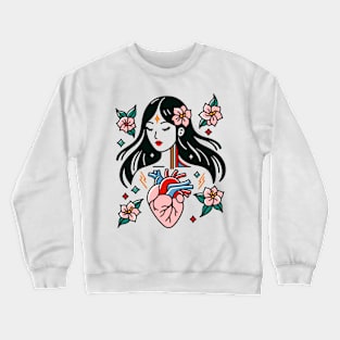 Woman Blossom Heart Crewneck Sweatshirt